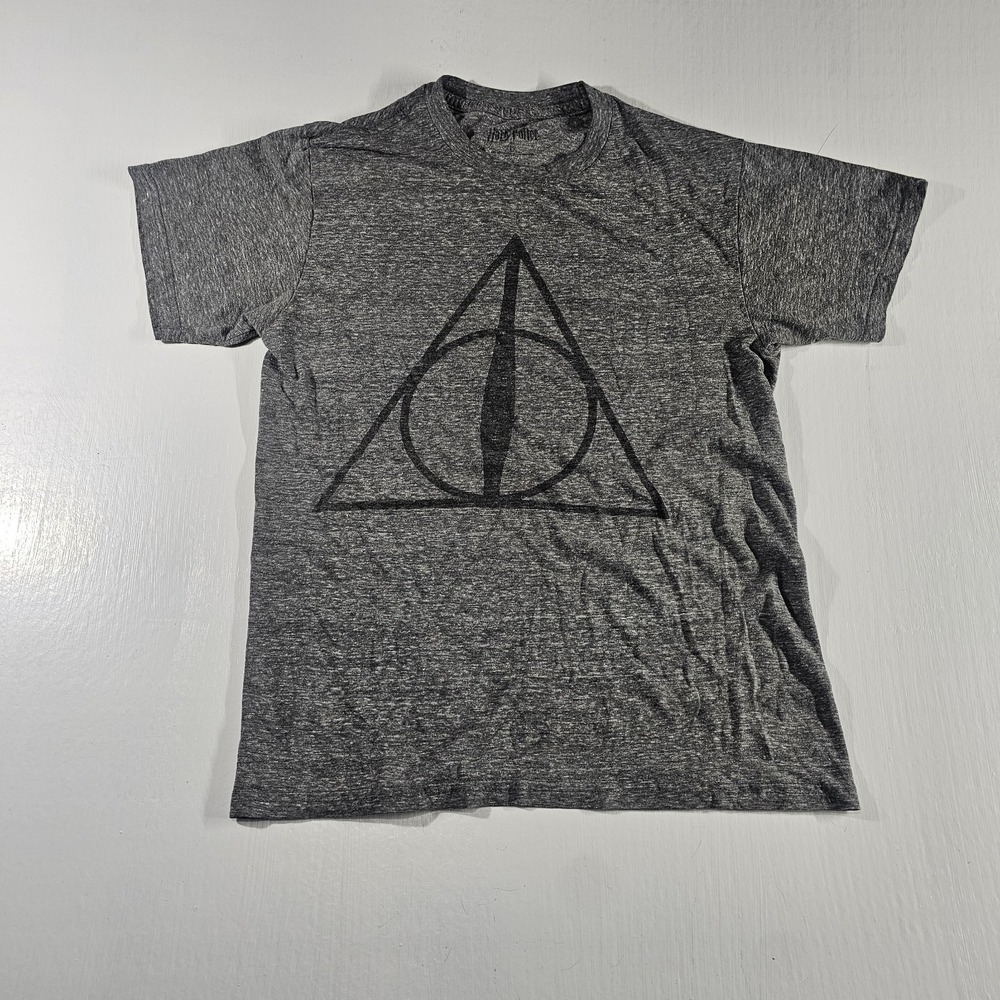 Deathly Hallows Shirt Mens Small Gray Harry Potter Tee Graphic Book Movie Magic